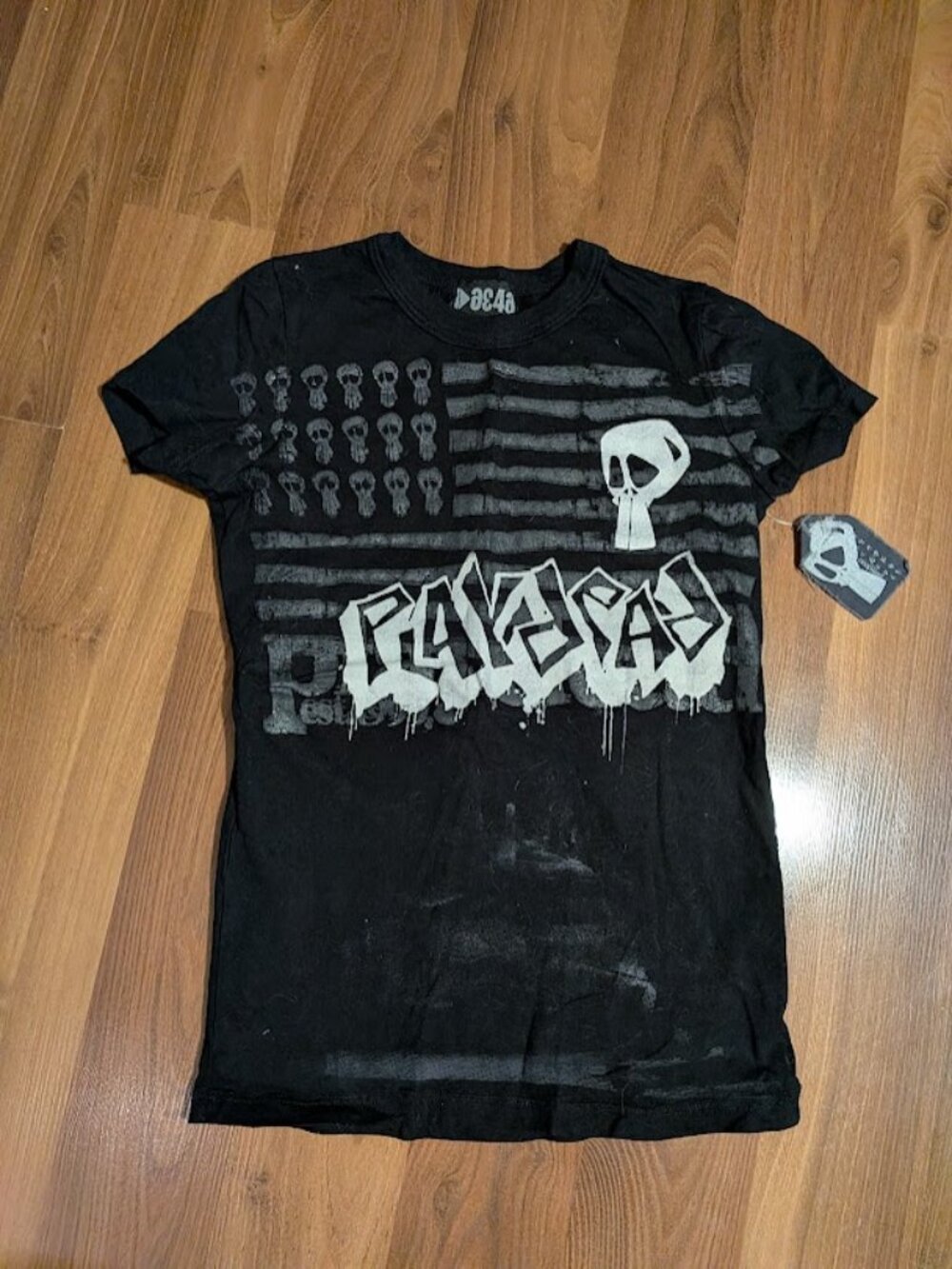 Black Distressed Grunge Graphic Tee Alt Emo Streetwear